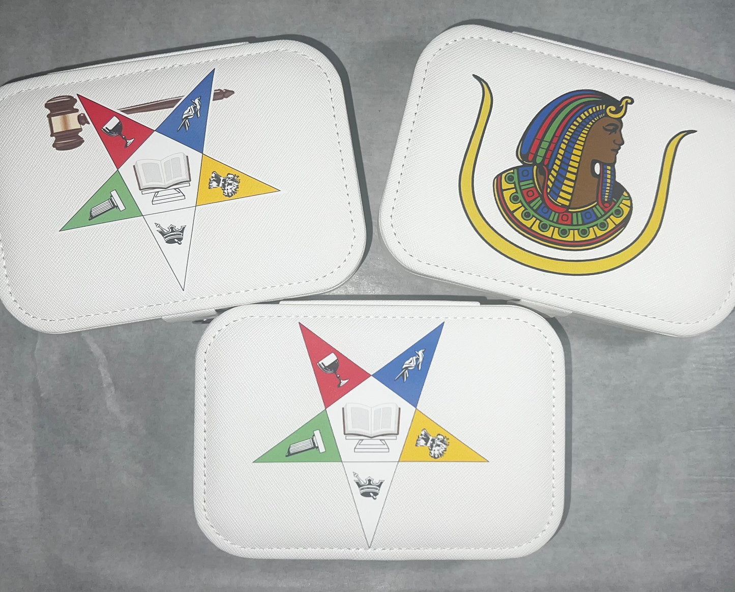 Order of Eastern Star OES white TRAVEL Jewelry Box, Jewelry Organizer Cases, Jewelry Storage Box for Necklace, Earrings, rings and more