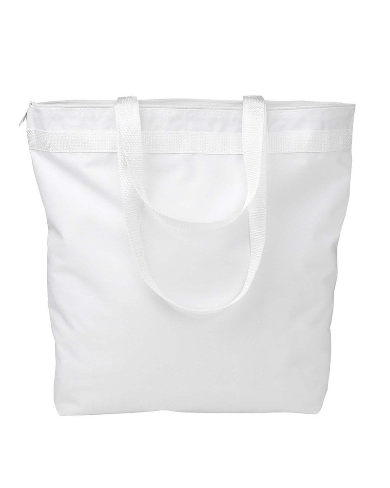 OES O.E.S Order of Eastern Star logo on large white tote canvas bagith zipper, logo on one side only