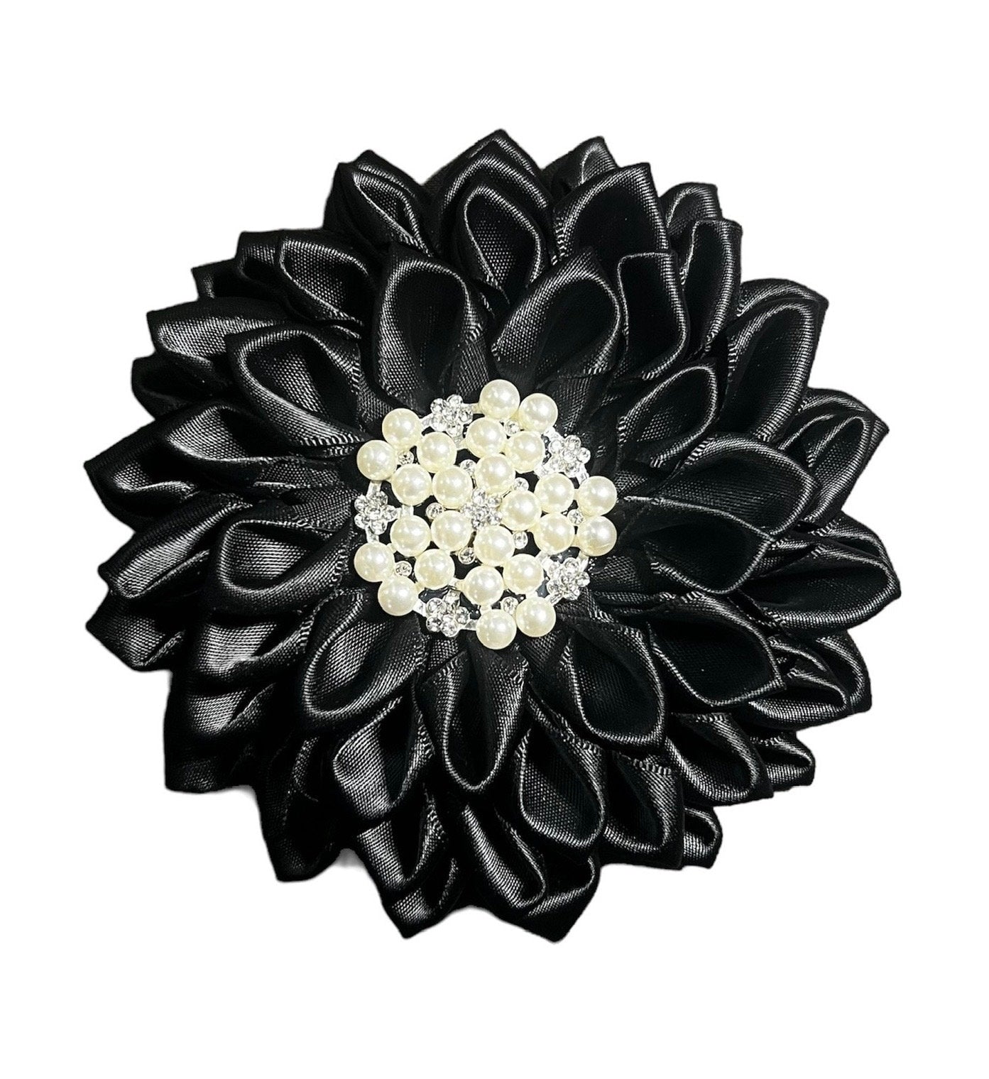 Oes all Black pearl design center faux pearl brooch, flower corsage broach pin