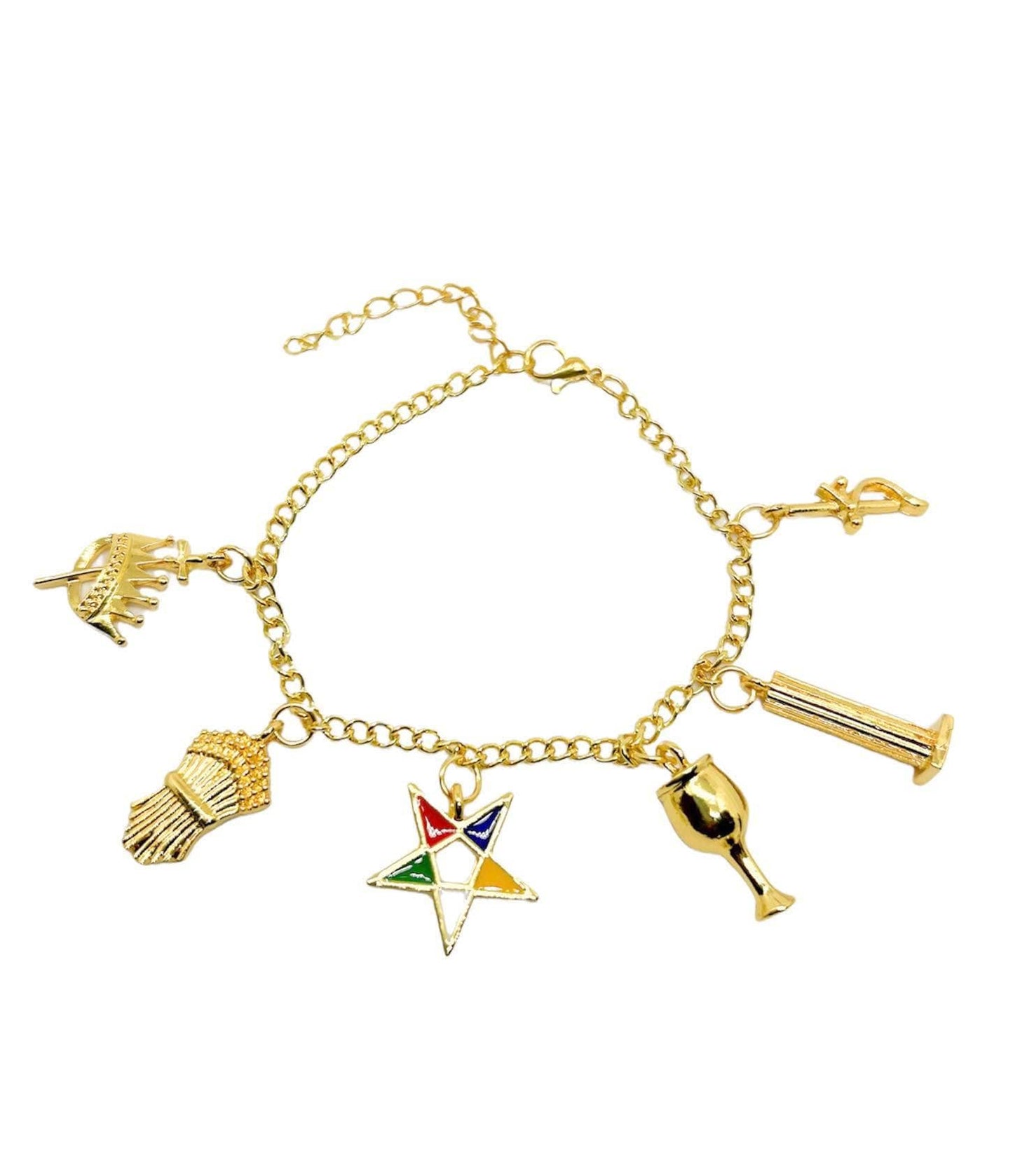 Order of Eastern Star OES Charm Bracelet OES Sorority Bracelet Sisterhood star point charms (Gold Color)