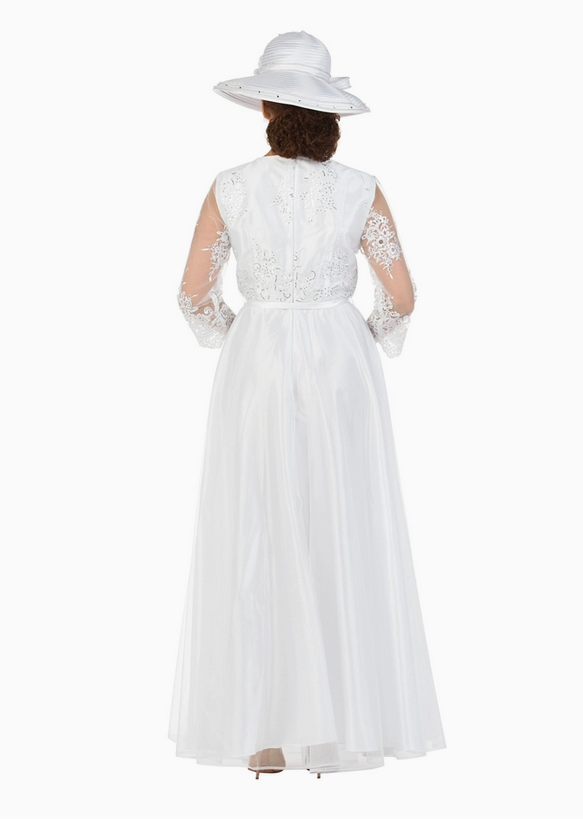 White dress Lux Lace Dress w/ Belt 1 Pc