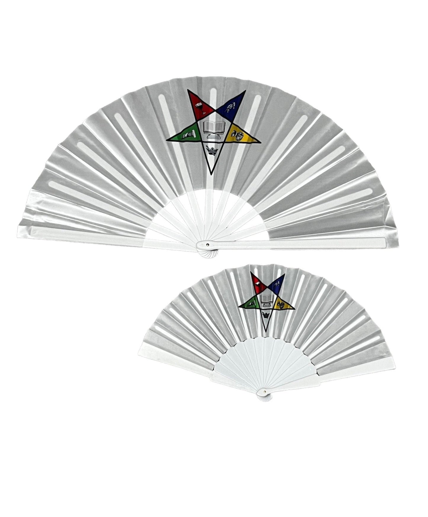 Order of Eastern Star OES White 9" Retractable Accordion Style Hand Fan