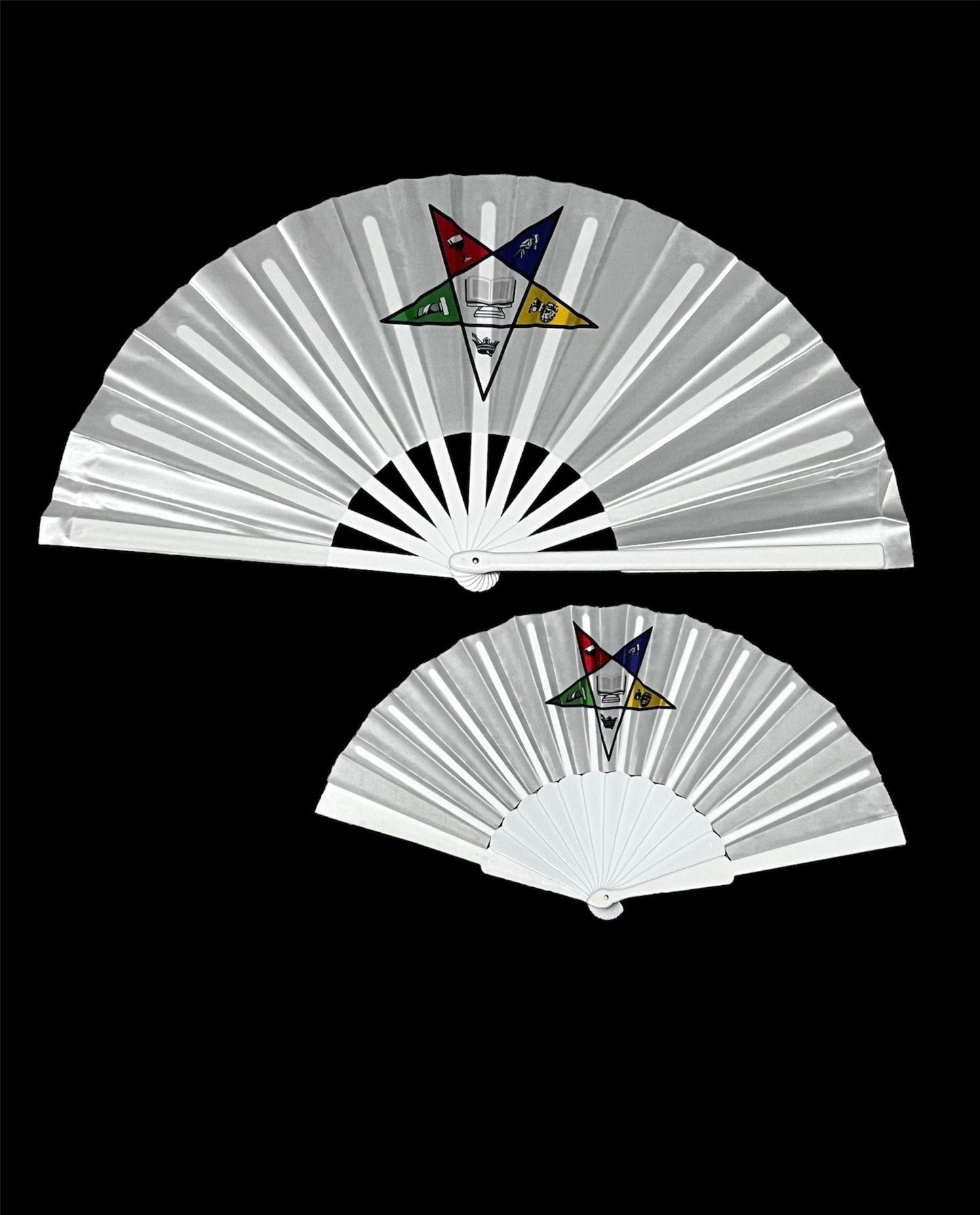 Order of Eastern Star OES White 9" Retractable Accordion Style Hand Fan