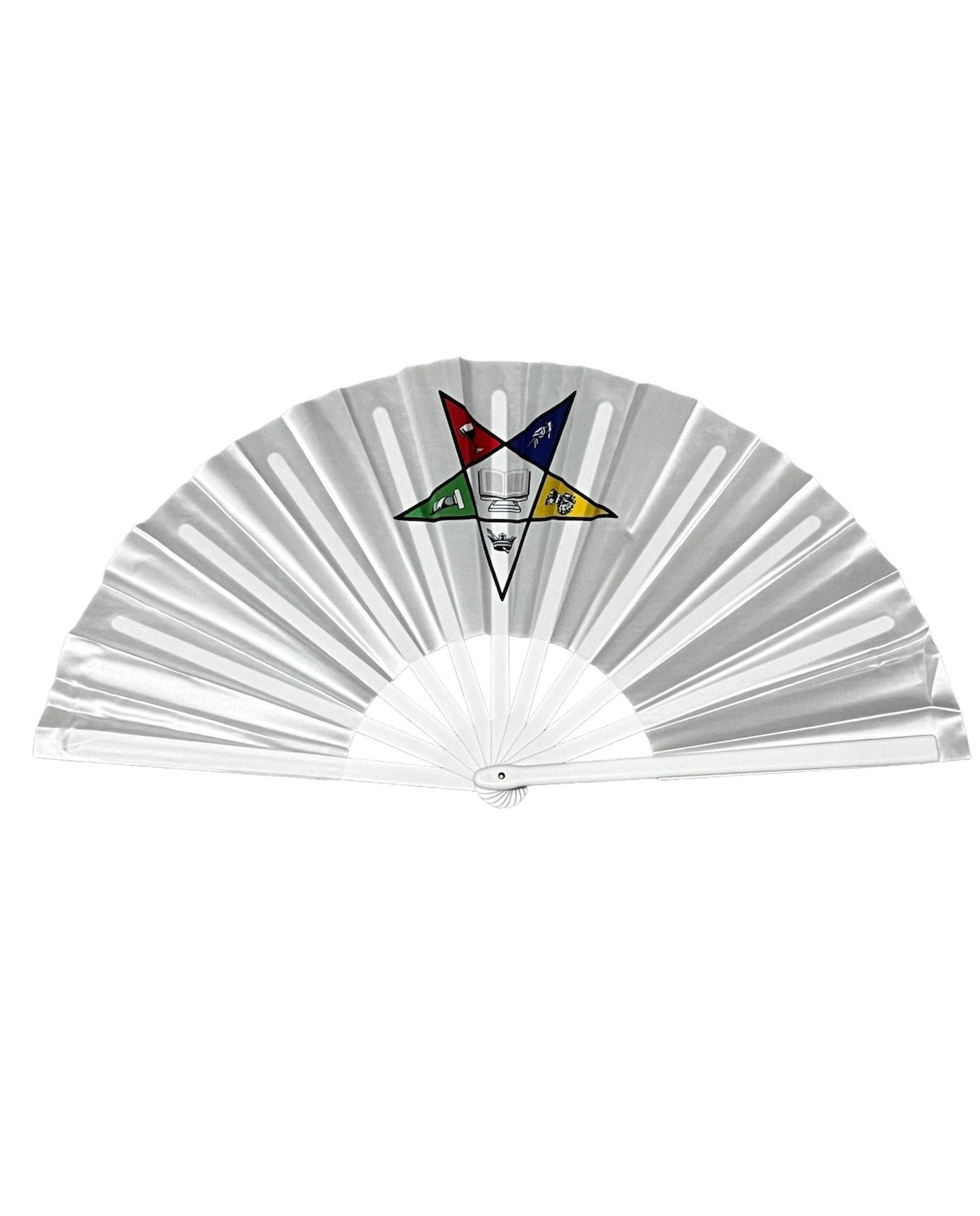 Order of Eastern Star OES White 9" Retractable Accordion Style Hand Fan