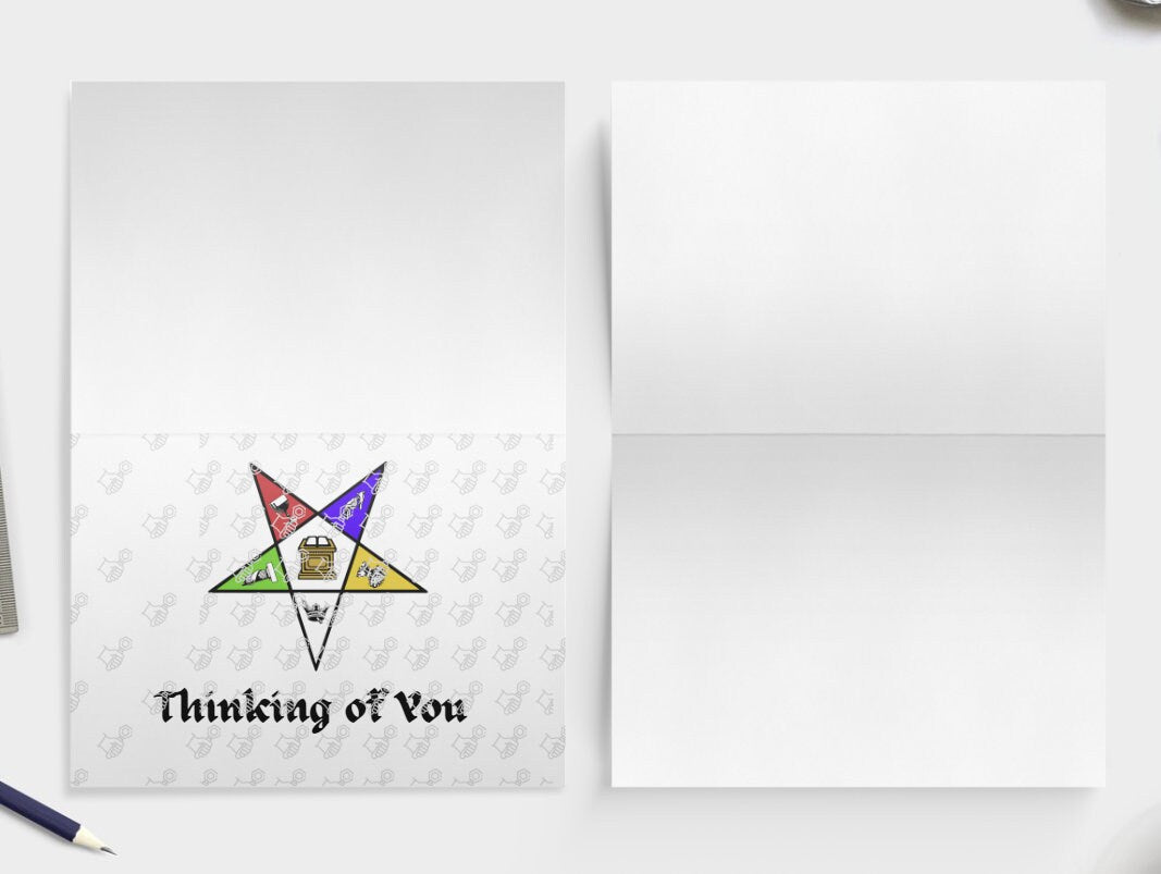 OES Thinking of You Order of Eastern Star Sisters sisterhood Fraternal Holiday Sorority Folded blank card