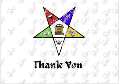 OES Thank You Order of Eastern Star Sisters sisterhood Fraternal Holiday Sorority Folded blank card