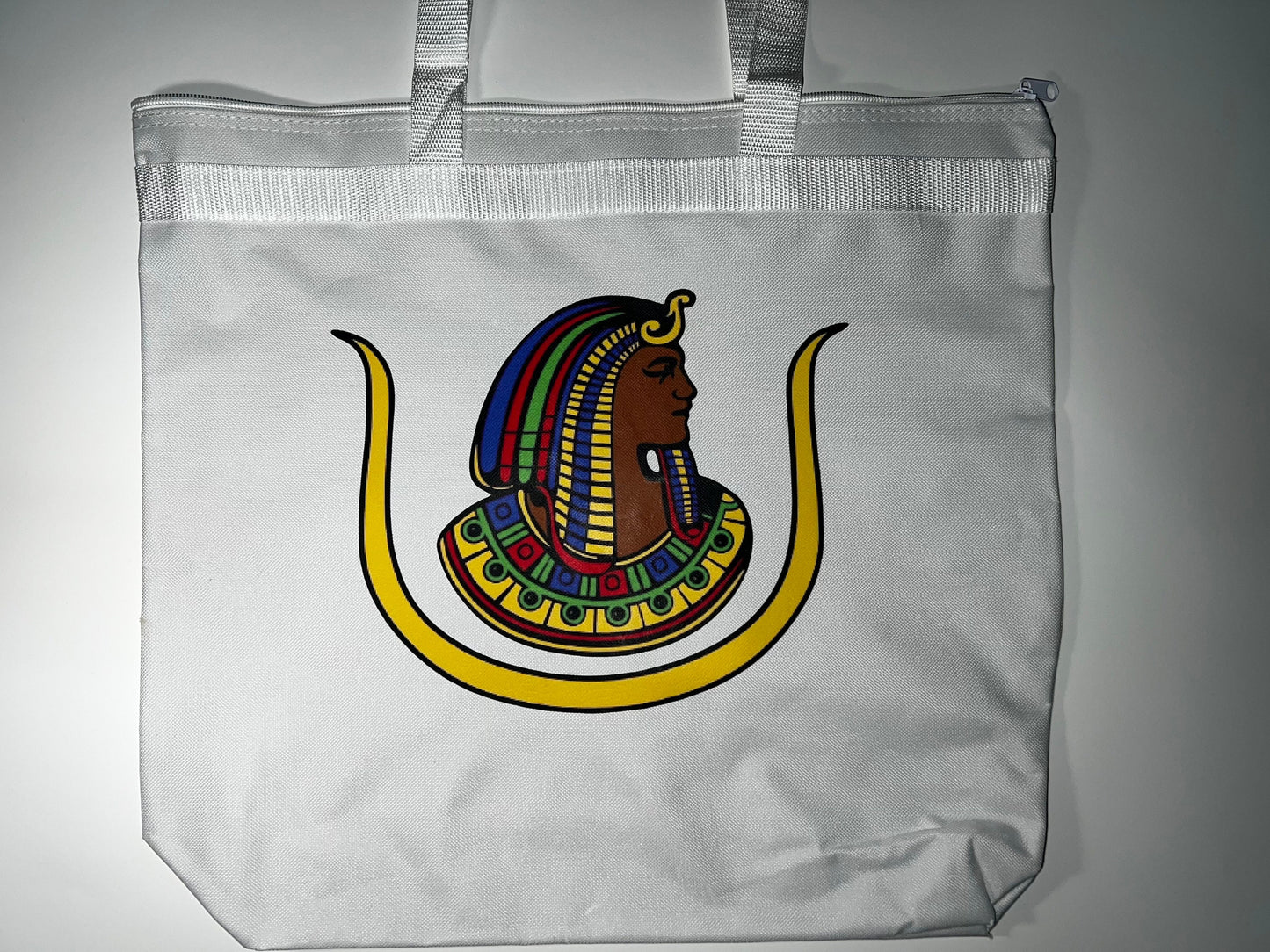 Daughters White logo large canvas zipper bag, Logo on one sides