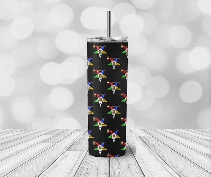 OES black BG Past matron Worthy Matron Multi Logo Order of Eastern Star Tumbler Both star design available