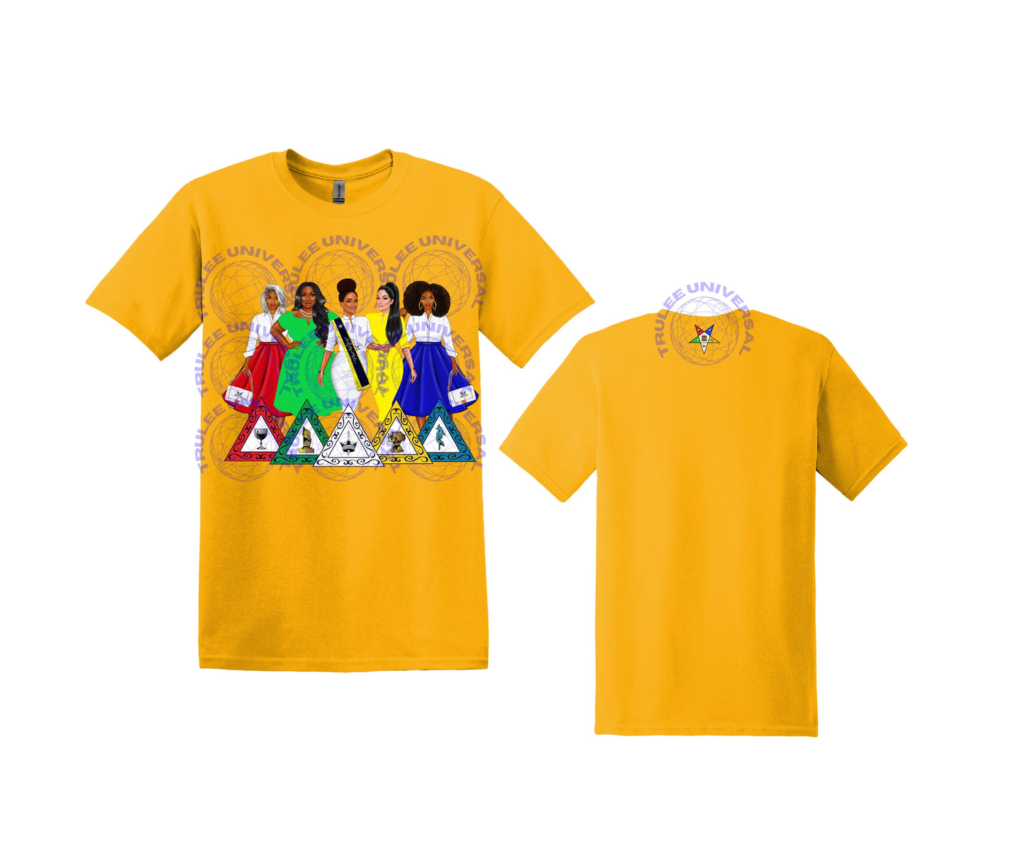 5 heroines Sisters Order of Eastern Star OES Sorority T-shirt teeshirt tee-shirt Sisterhood Freemasonic both star designs