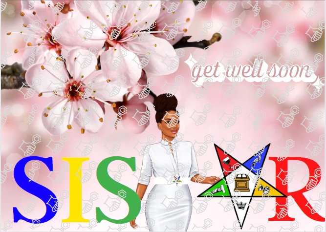 Get Well Soon OES Order of Eastern Star Sisters sisterhood Fraternal Sorority Folded blank card