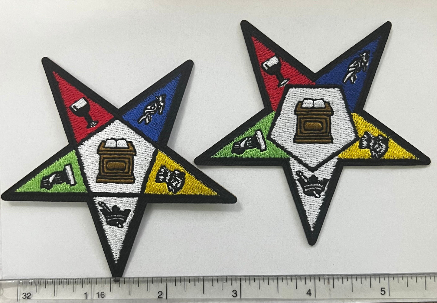 OES Order of Eastern Star Embroidery Patch 3" for Crocs designs, Jackets, Sweatshirt Patches DIY 2 pentagon Style, Chest size logo