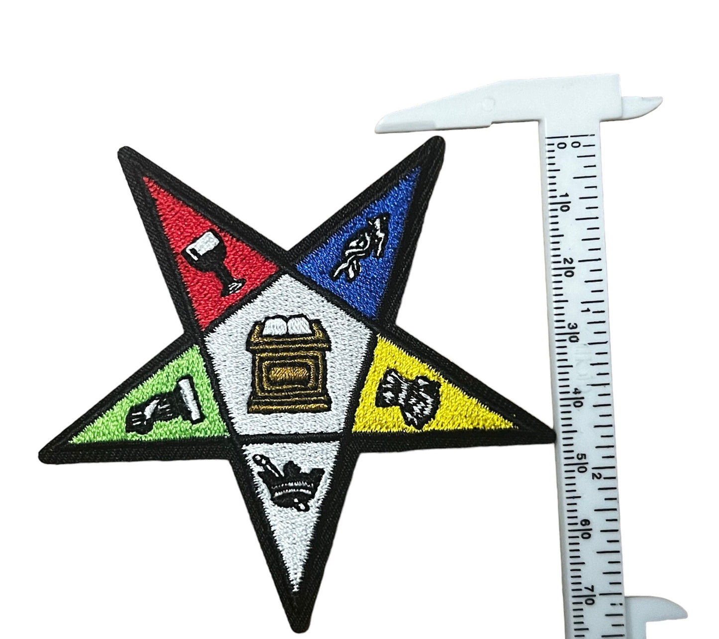 OES Order of Eastern Star Embroidery Patch 3" for Crocs designs, Jackets, Sweatshirt Patches DIY 2 pentagon Style, Chest size logo