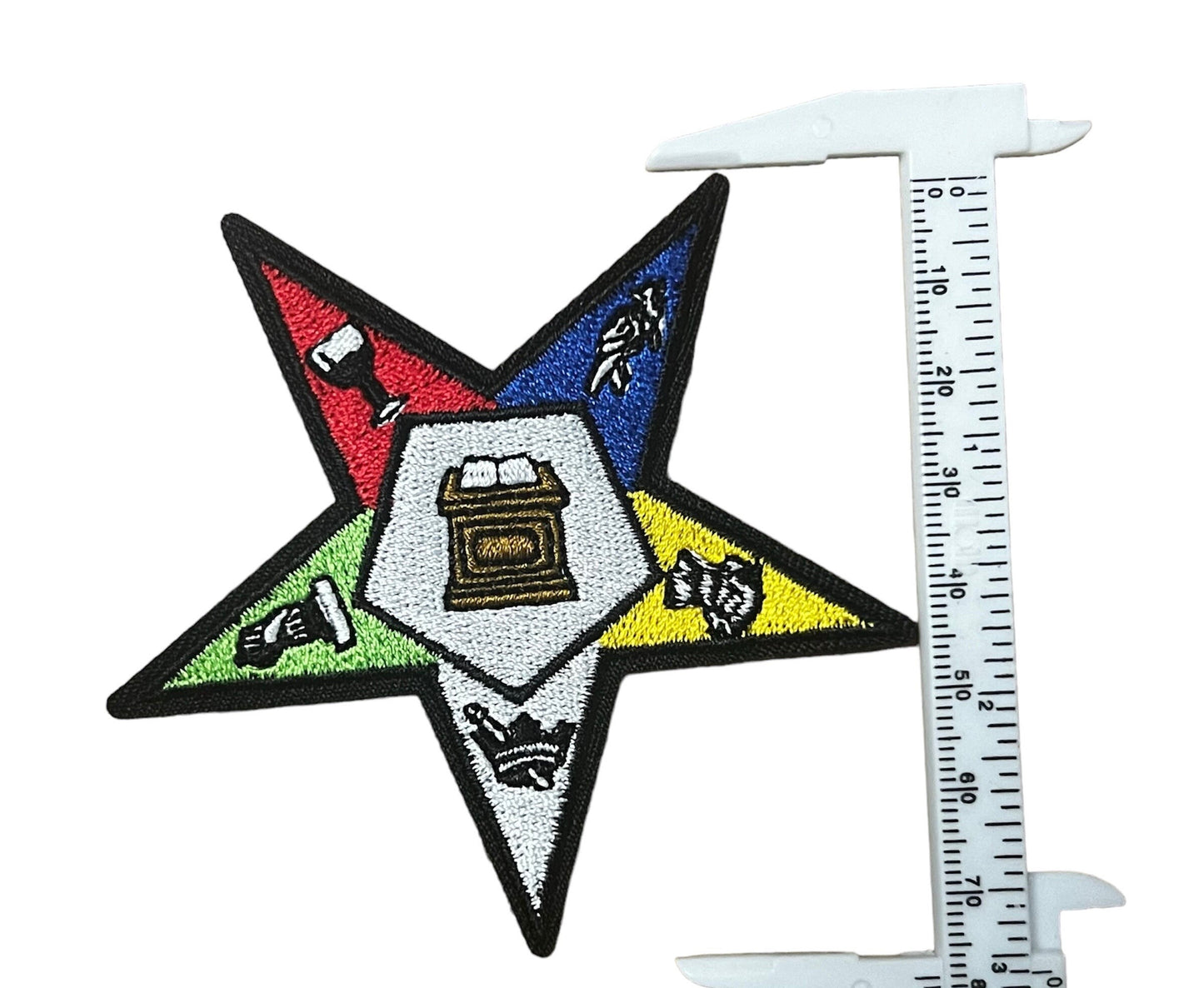 OES Order of Eastern Star Embroidery Patch 3" for Crocs designs, Jackets, Sweatshirt Patches DIY 2 pentagon Style, Chest size logo