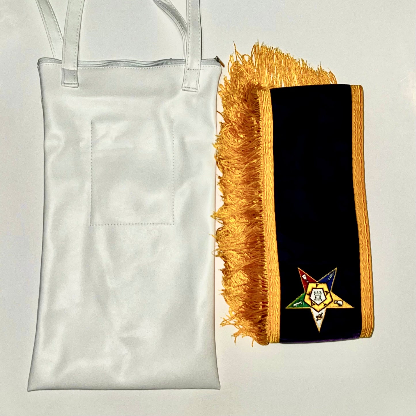 OES Order of Eastern Star White Sash holder bag with inside pocket Sash Bag