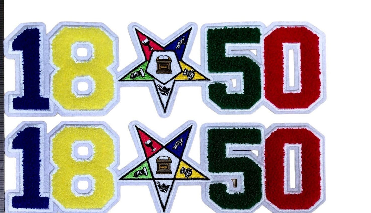 OES Order of Eastern Star 1850 with OES center logo Chenille Patch, Jackets, Sweatshirt Patches DIY