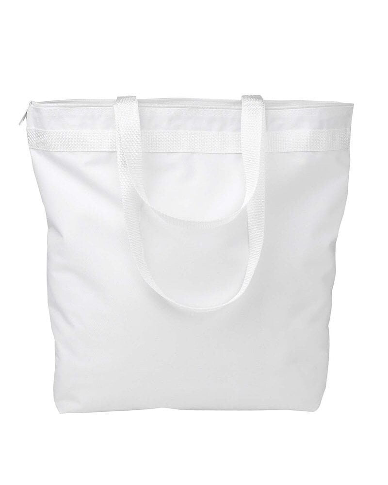 Order of Eastern Star O.E.S. white logo large canvas zipper bag, logo on one sides