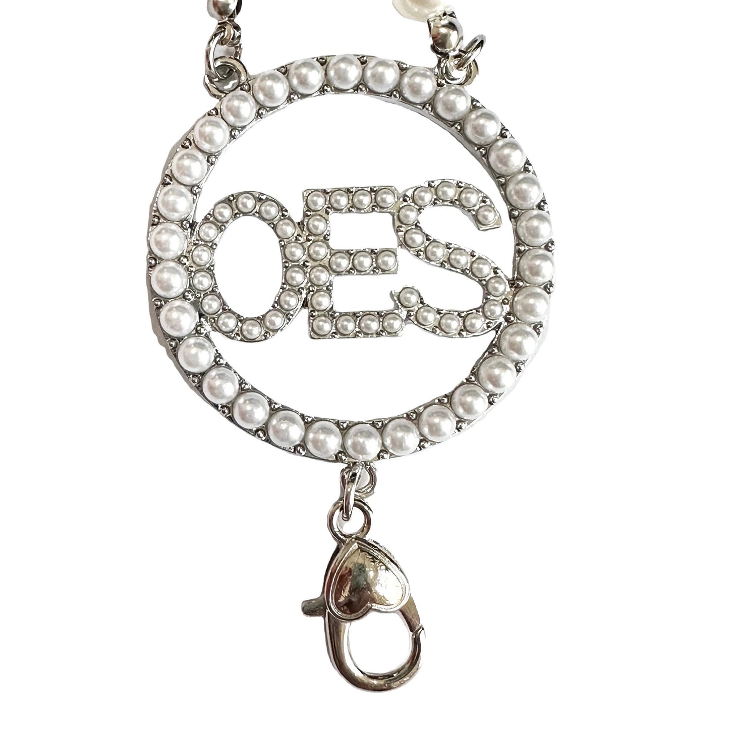 Order of Eastern Star OES imitation Pearl Lanyard and Key Chain Sorority Sisterhood star for ID badges and more