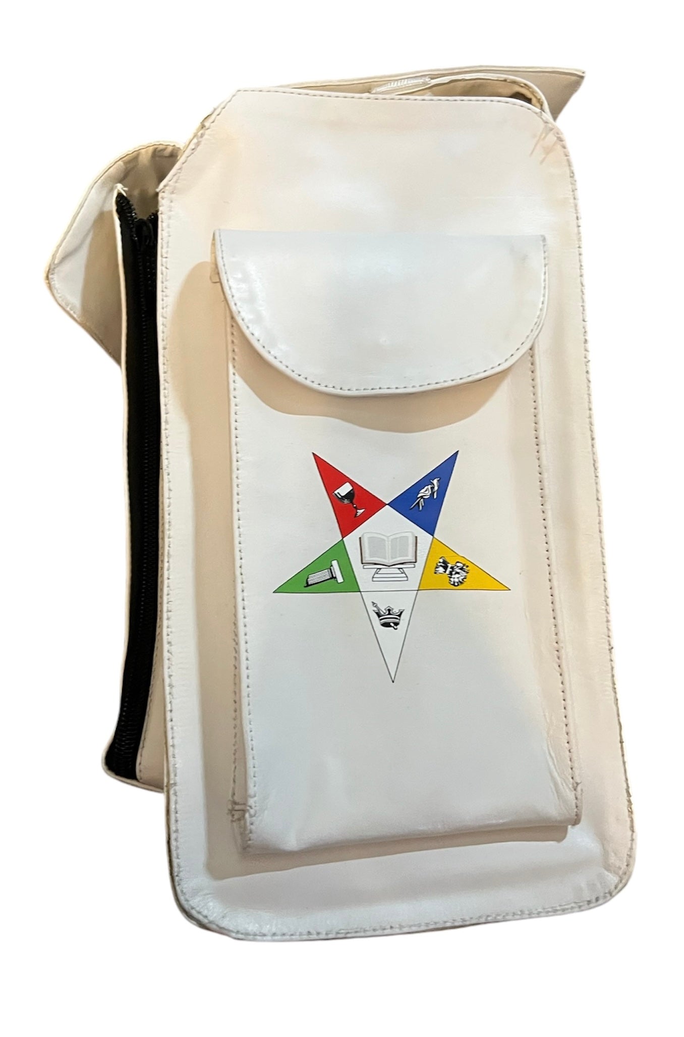 Order of Eastern Star white Premium leather secretary rolling bag with two compartments.