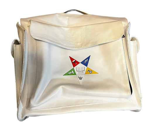 Order of Eastern Star white Premium leather secretary rolling bag with two compartments.