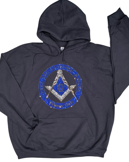 Masonic Prince Hall Crystal Bling Hoodie Top Shirt