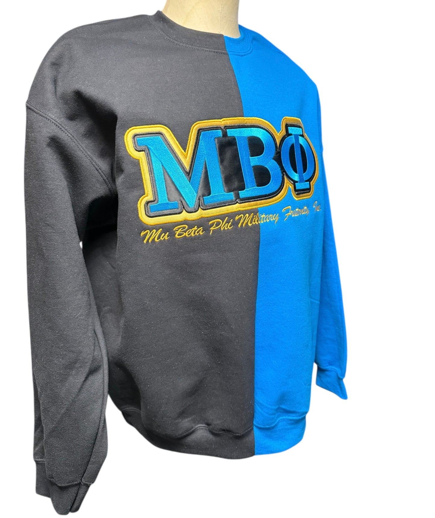 Mu Beta Phi Embroidered Two Color Split Sweatshirt