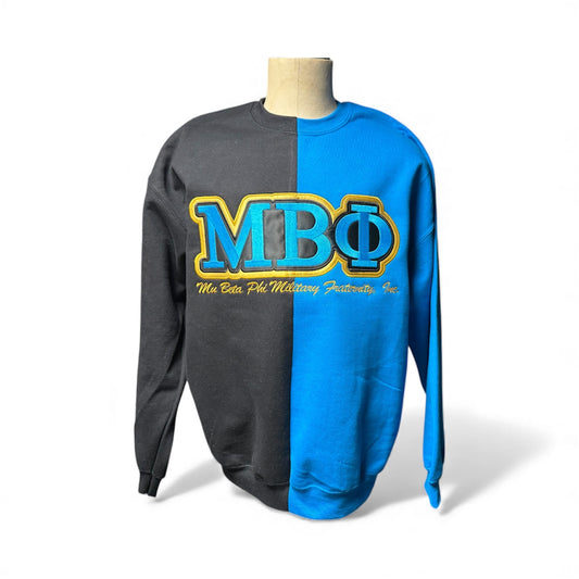 Mu Beta Phi Embroidered Two Color Split Sweatshirt