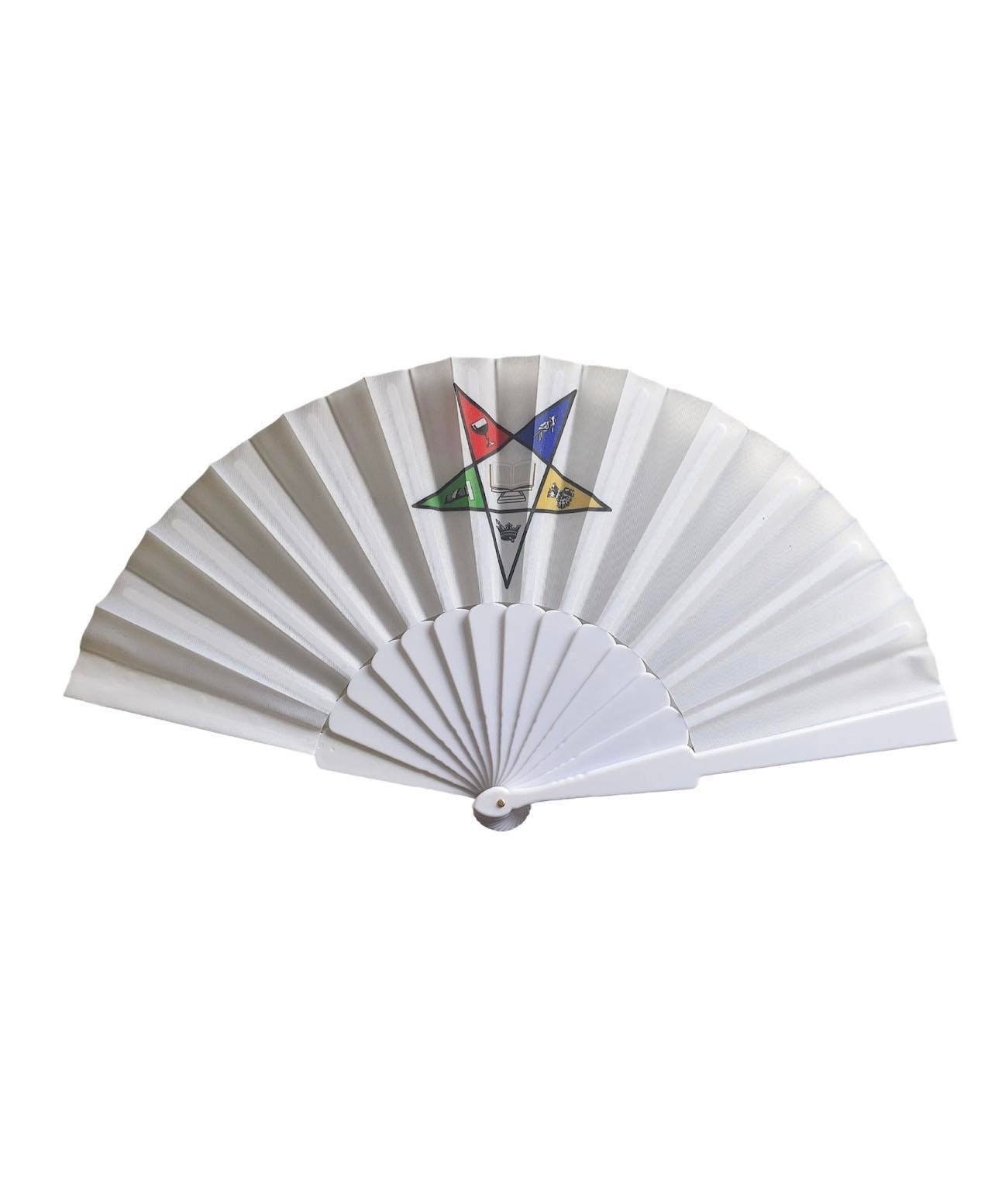 Order of Eastern Star OES White 9" Retractable Accordion Style Hand Fan