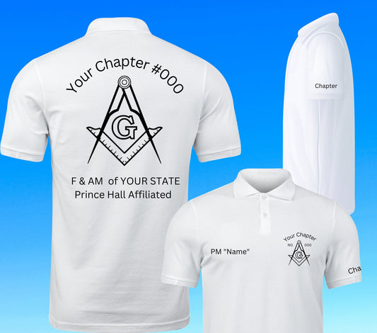 Polo style Masonic Shirt, Mason personalized Square & Compass, Freemason Shirt