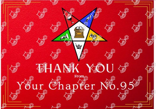 Personalized with your colors and chapter Thank you OES Order of Eastern Star Sisters sisterhood Fraternal Sorority Folded blank card