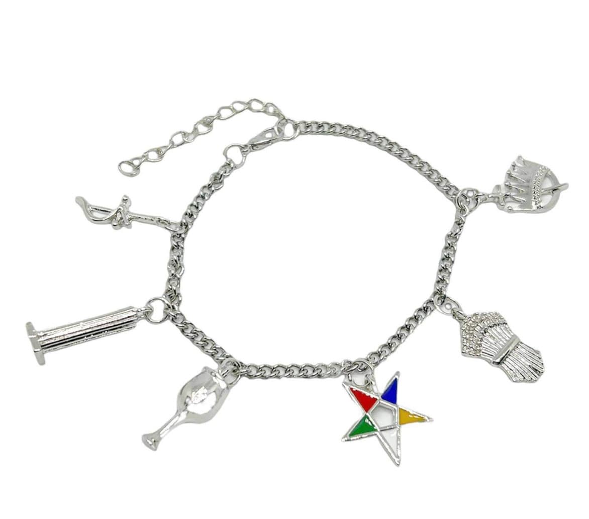 Order of Eastern Star OES Charm Bracelet OES Sorority Bracelet Sisterhood star point charms (silver Color)