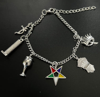 Order of Eastern Star OES Charm Bracelet OES Sorority Bracelet Sisterhood star point charms (silver Color)