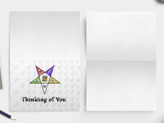 OES Thinking of You Order of Eastern Star Sisters sisterhood Fraternal Holiday Sorority Folded blank card