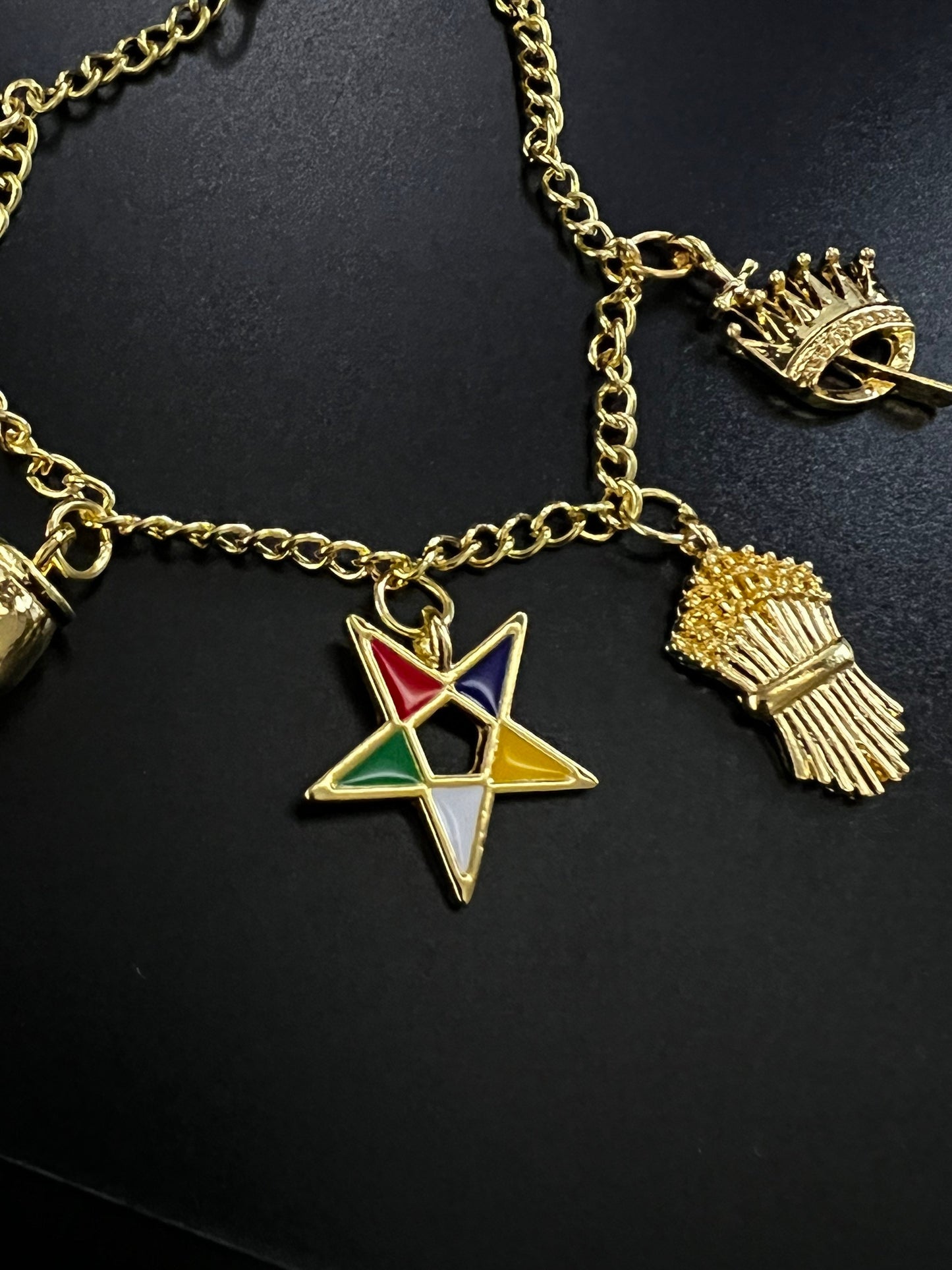 Order of Eastern Star OES Charm Bracelet OES Sorority Bracelet Sisterhood star point charms (Gold Color)