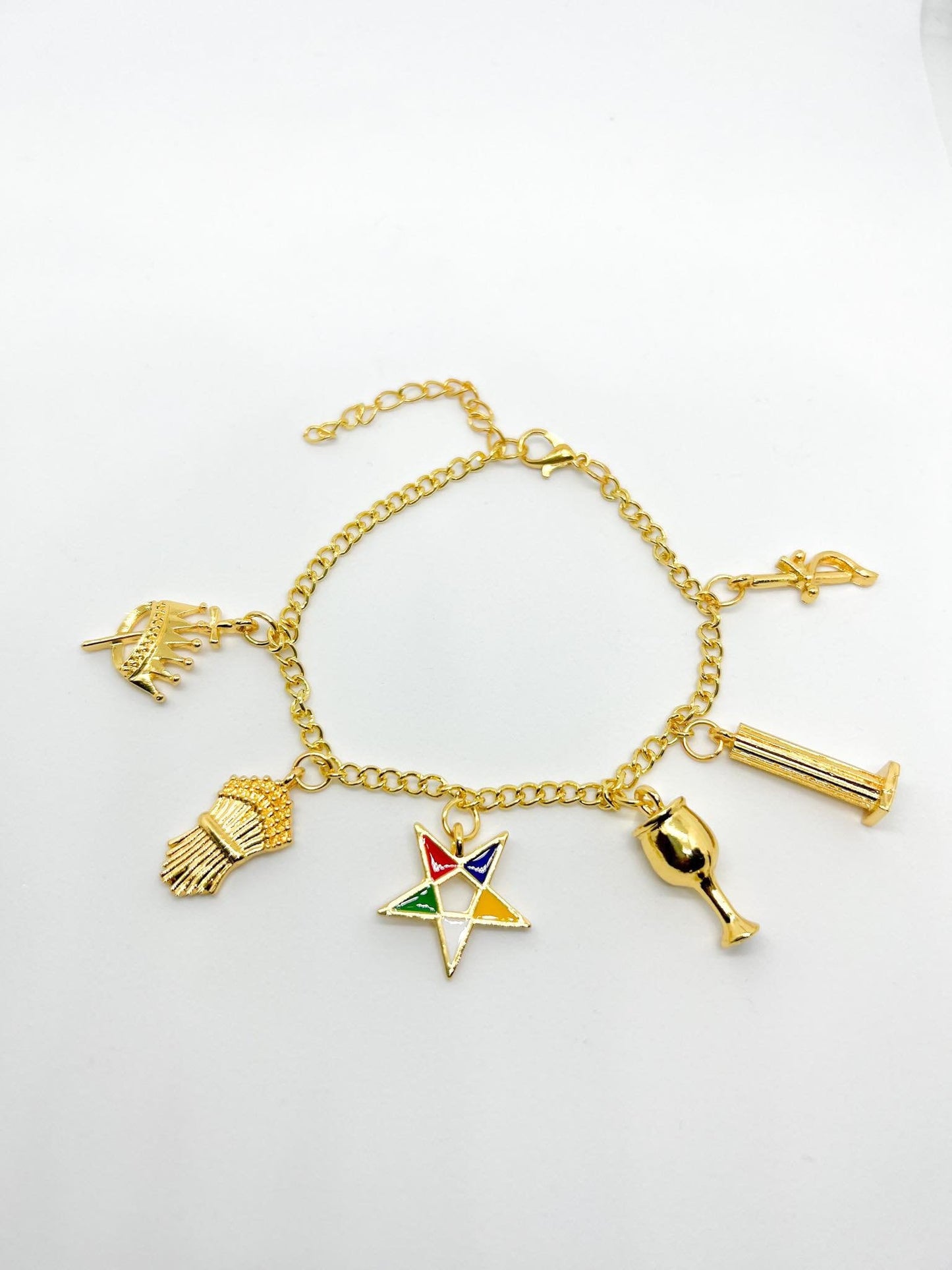 Order of Eastern Star OES Charm Bracelet OES Sorority Bracelet Sisterhood star point charms (Gold Color)