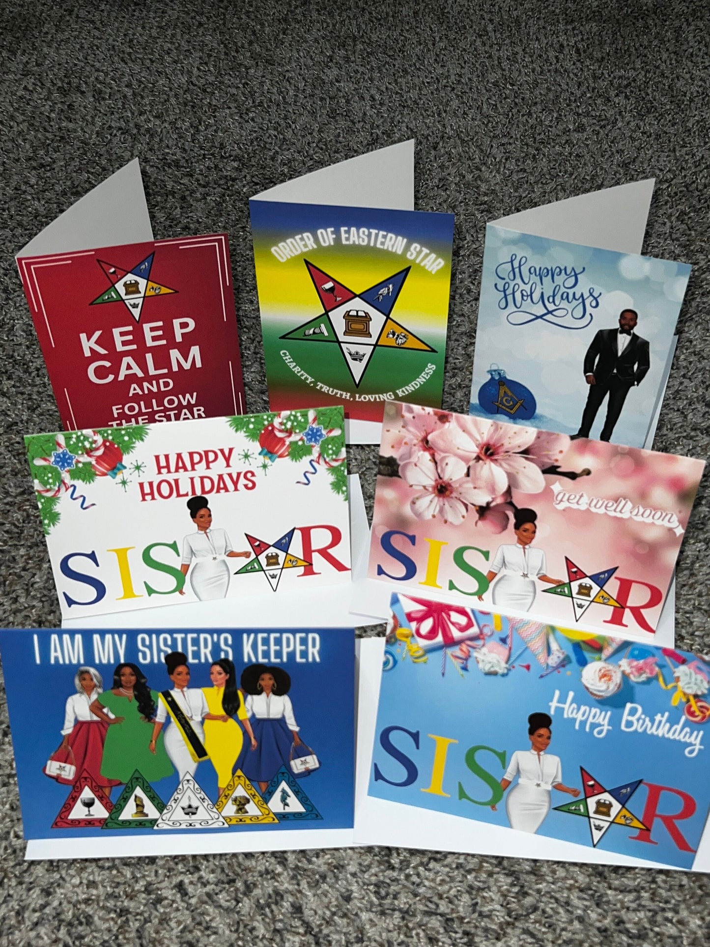 OES Assorted Order of Eastern Star Sisters sisterhood & Masonic Brotherhood Fraternal Sorority Folded blank card