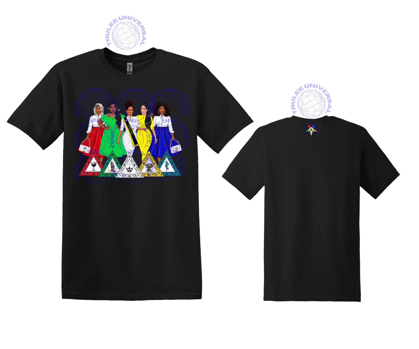 5 heroines Sisters Order of Eastern Star OES Sorority T-shirt teeshirt tee-shirt Sisterhood Freemasonic both star designs