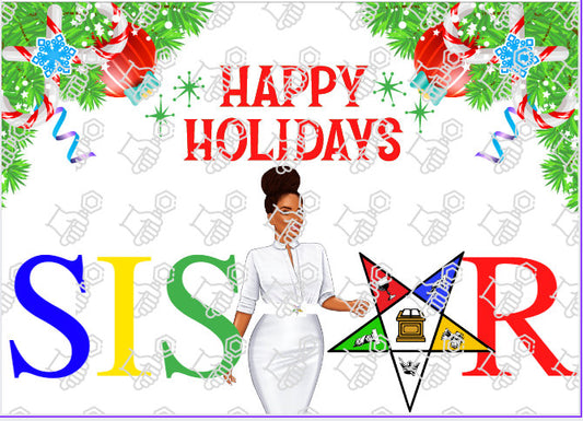 Happy Holidays OES Order of Eastern Star Sisters sisterhood Fraternal Holiday Sorority Folded blank card