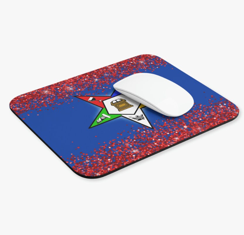 OES inverted red glitter OES Masonic fraternal order of Eastern star mouse pads