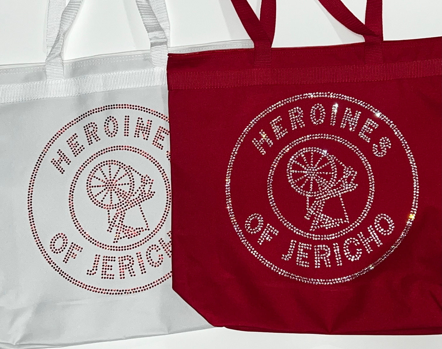 Heroines of Jericho HOJ large tote bag with logo both wheel design.