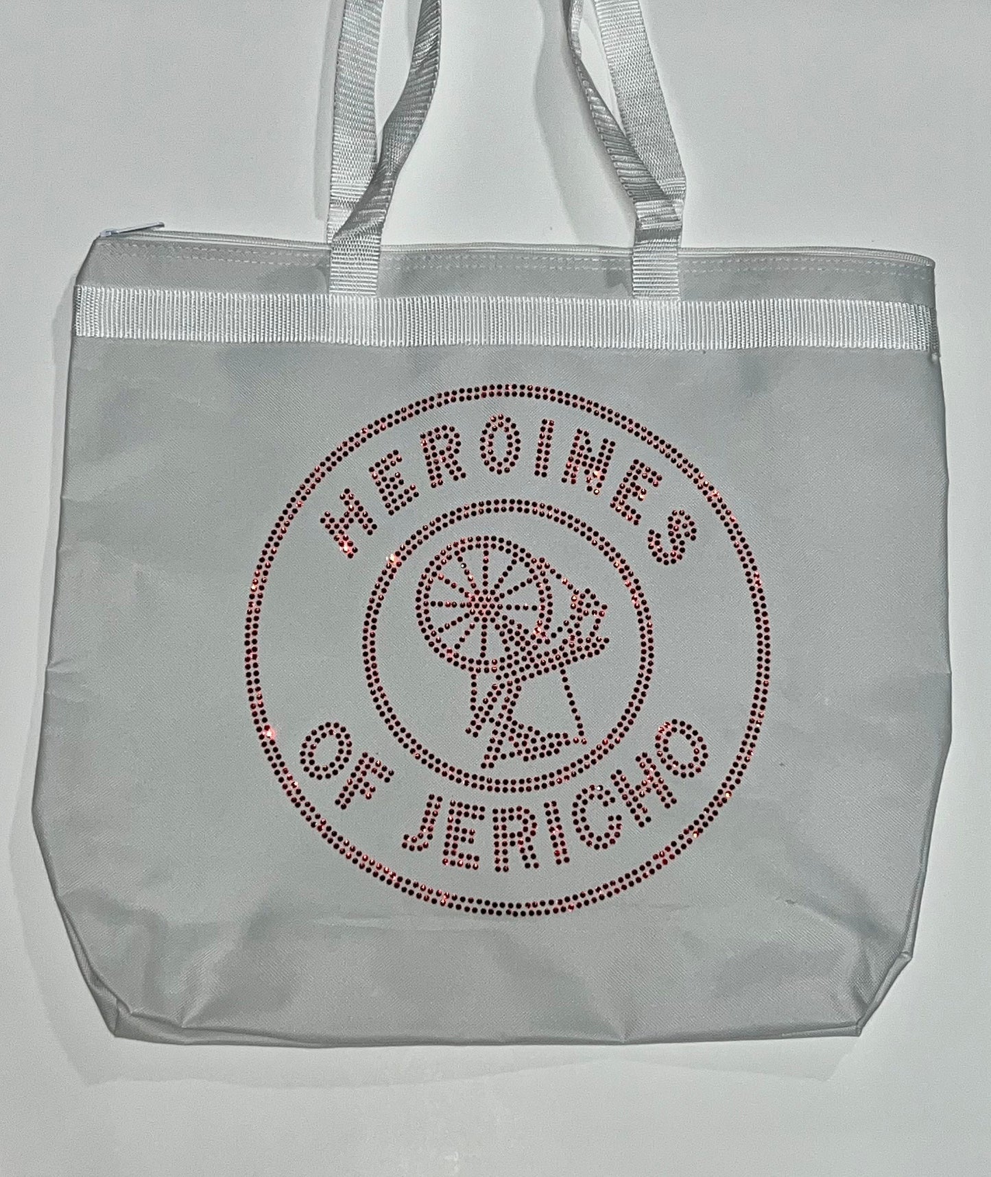 Heroines of Jericho HOJ large tote bag with logo both wheel design.